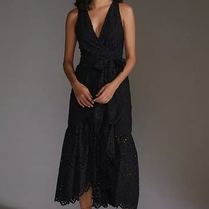 Anthropologie Maeve eyelet wrap midi dress